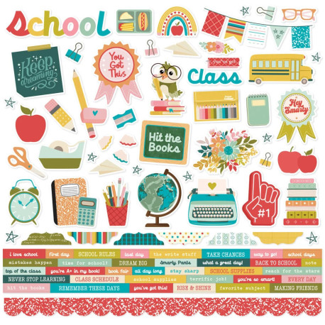 Simple Stories Book Fair Cardstock Stickers 30x30cm