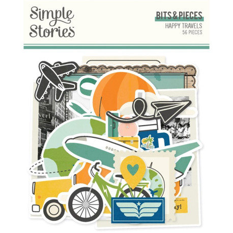 Simple Stories Happy Travels Bits & Pieces 56pz