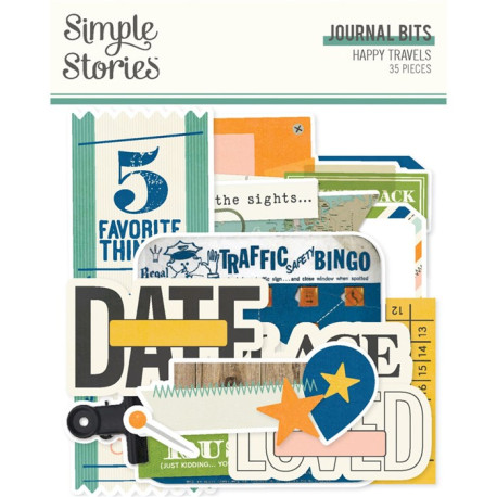 Simple Stories Happy Travels Journal Bits & Pieces 35pz