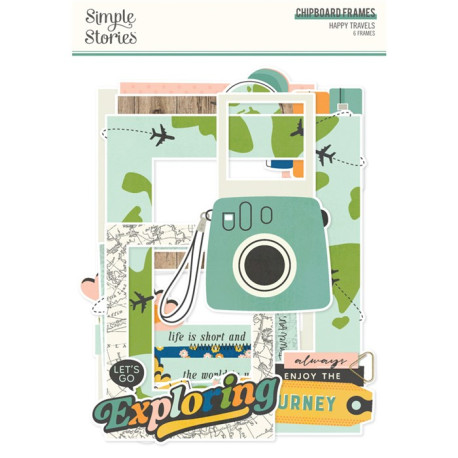 Simple Stories Happy Travels Chipboard Frames 6pz