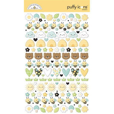 Doodlebug Design Bee Happy Puffy Icons Stickers