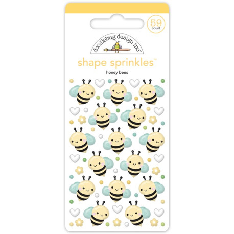 Doodlebug Design Bee Happy Honey Bees Shape Sprinkles