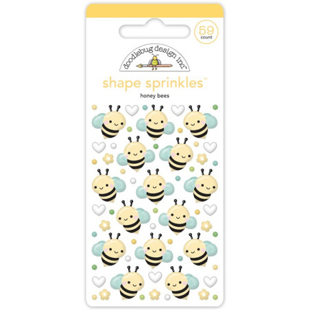Doodlebug Design Bee Happy Honey Bees Shape Sprinkles