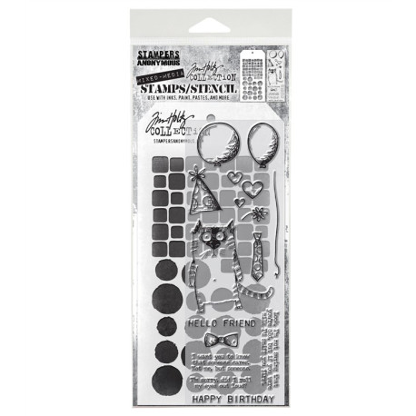 Stampers Anonymous Mixed Media 9 Tim Holtz Clear Stamp and Stencil