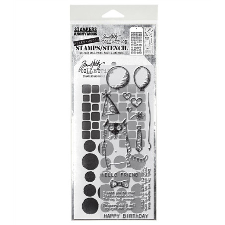 Stampers Anonymous Mixed Media 9 Tim Holtz Clear Stamp and Stencil