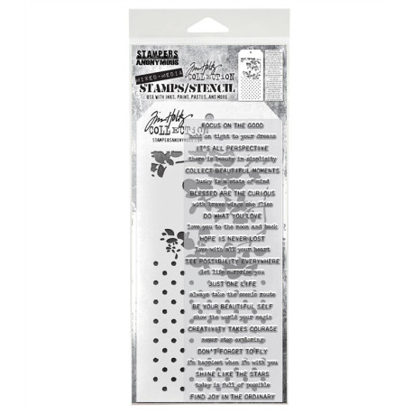 Stampers Anonymous Mixed Media 13 Tim Holtz Clear Stamp and Stencil