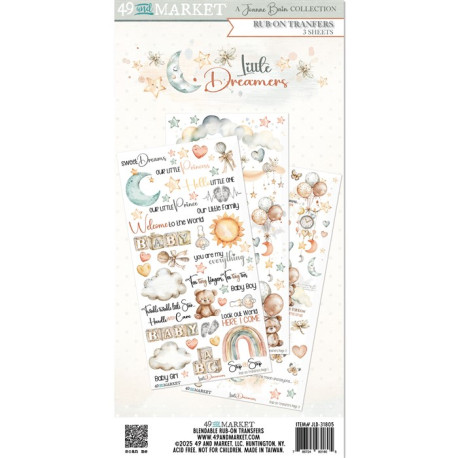 49 and Market Little Dreamer Rub-On Transfer Set 3 fogli
