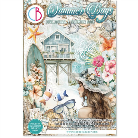 Ciao Bella Summer Days A4 Junk Journal Ephemera Book 32pz