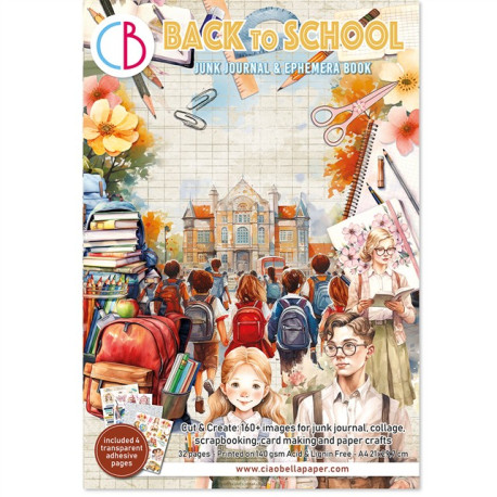 Ciao Bella Back to School A4 Junk Journal Ephemera Book 32pz