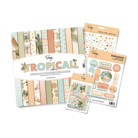 Tommy Bundle Tropical Vibes + 1 pad di carta + 1 Journaling book – 1 Puffy Stickers – 1 Die cuts