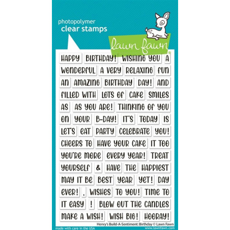 LAWN FAWN Henry's Build-a-sentiment: Birthday Clear Stamps