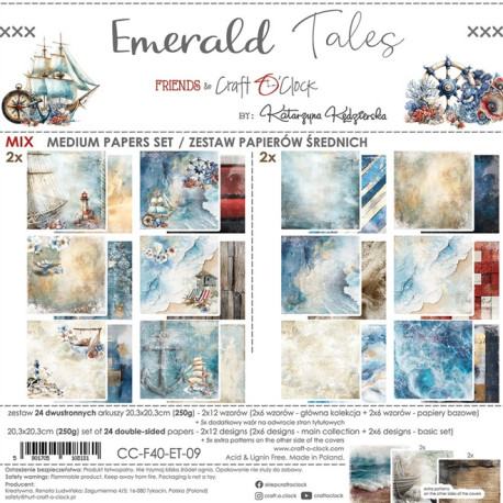 Craft o' Clock Emerald Tales Paper COLLECTION and BASIC designs Set 20x20cm 24fg