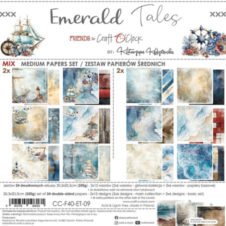 Craft o' Clock Emerald Tales Paper COLLECTION and BASIC designs Set 20x20cm 24fg