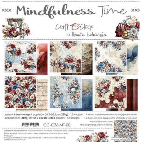Craft o' Clock Mindfulness Time Paper Collection Set 30x30cm 6fg
