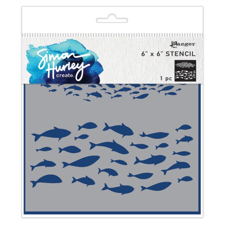 Simon Hurley Create Stencils Fish Frenzy 15x15cm