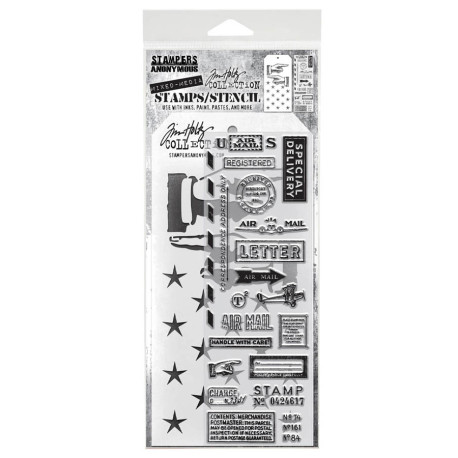 Stampers Anonymous Mixed Media 141 Tim Holtz Clear Stamp and Stencil