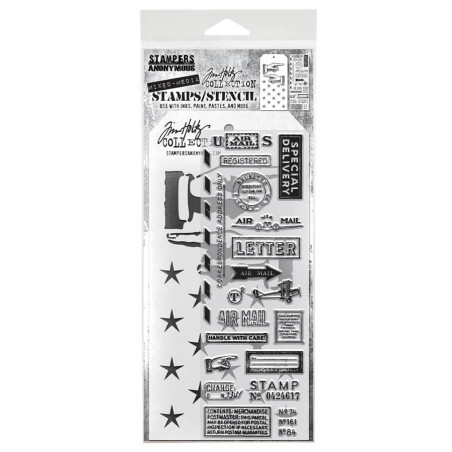 Stampers Anonymous Mixed Media 141 Tim Holtz Clear Stamp and Stencil
