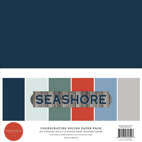 Carta Bella Seashore Coordinating Solids Paper Pack 30x30cm