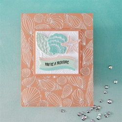 HERO ARTS Summer By The Shore Letterpress + Foil Debossing Plate Scattered Shells