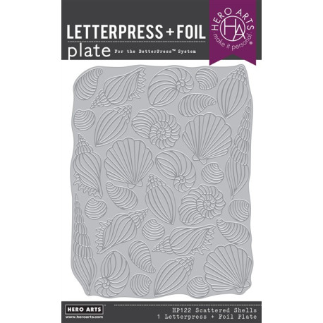 HERO ARTS Summer By The Shore Letterpress + Foil Debossing Plate Scattered Shells