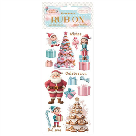 Stamperia Candy Christmas Rub-On Santa Claus