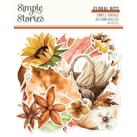 Simple Stories Simple Vintage Autumn Breeze Floral Bits & Pieces 38pz