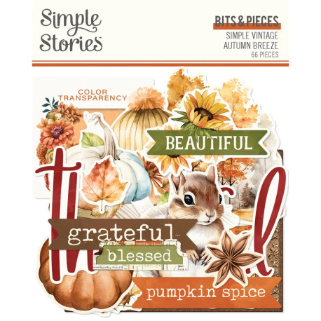 Simple Stories Simple Vintage Autumn Breeze Bits & Pieces 66pz