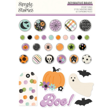 Simple Stories Spooky Things Decorative Brads 33pz
