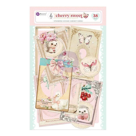 Prima Marketing Cherry Sweet Ephemera Cabinet Cards 38pz