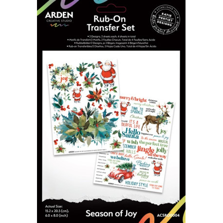 ARDEN Creative Studio Season of Joy Rub-On Transfer Set 15x20cm 4 fogli