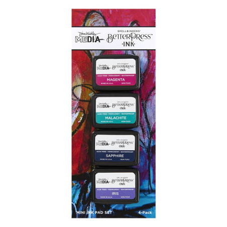 Spellbinders Happy BetterPress Ink Mini Set by Dina Wakley 4pezzi