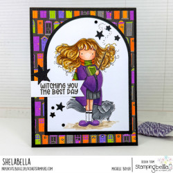 Stamping Bella Tiny Townie Witch in Training with Cat