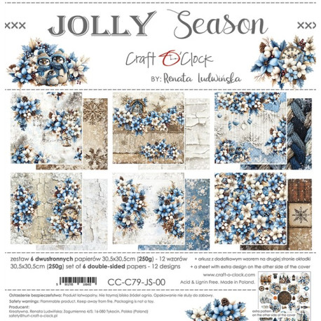 Craft o' Clock Jolly Season Paper Collection Set 30x30cm 6fg