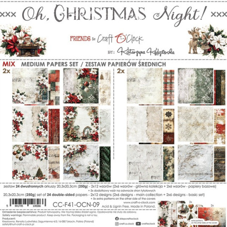 Craft o' Clock Oh, Christmas Night Paper COLLECTION and BASIC designs Set 20x20cm 24fg