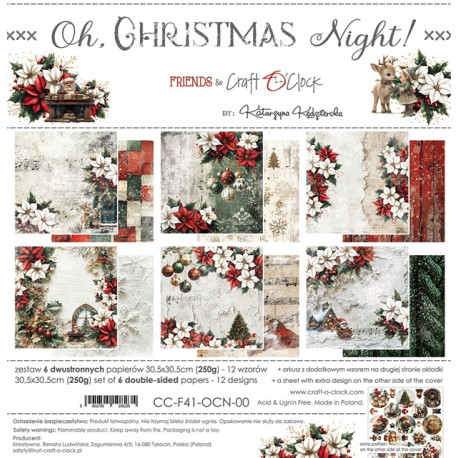 Craft o' Clock Oh, Christmas Night Paper Collection Set 30x30cm 6fg