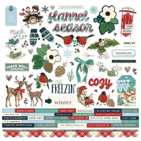 Simple Stories Simple Vintage Flannel Season Cardstock Stickers 30x30cm