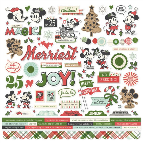 Simple Stories Say Cheese Classic Mouse Christmas Cardstock Stickers 30x30cm