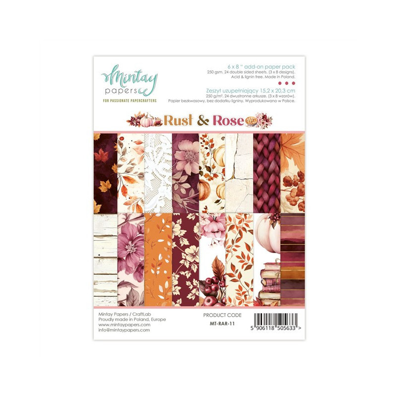 Mintay Papers Rust & Rose Add-On Paper Pack 15x20cm