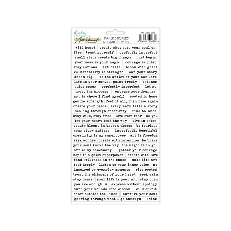 Mintay Papers Journal Paper Stickers Phrases 1 White