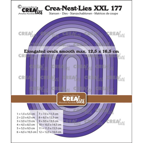 Crealies Crea-Nest-Lies XXL Dies No. 177 Elongated Ovals Smooth