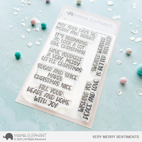 Mama Elephant VERY MERRY SENTIMENTS Clear Stamp