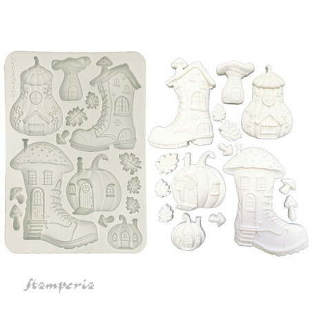 Stamperia Whispering Woods Silicon Mould A5 Boots and Pumpikin House