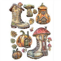 Stamperia Whispering Woods Silicon Mould A5 Boots and Pumpikin House