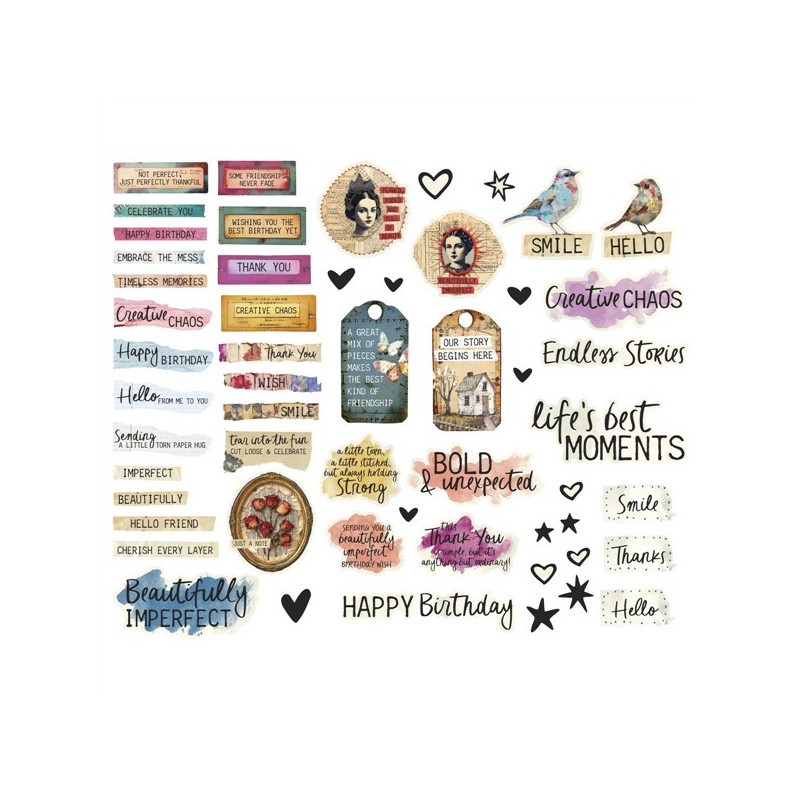 Spellbinders Beautifully Imperfect Die Cut Sentiments 110pz