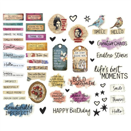 Spellbinders Beautifully Imperfect Die Cut Sentiments 110pz