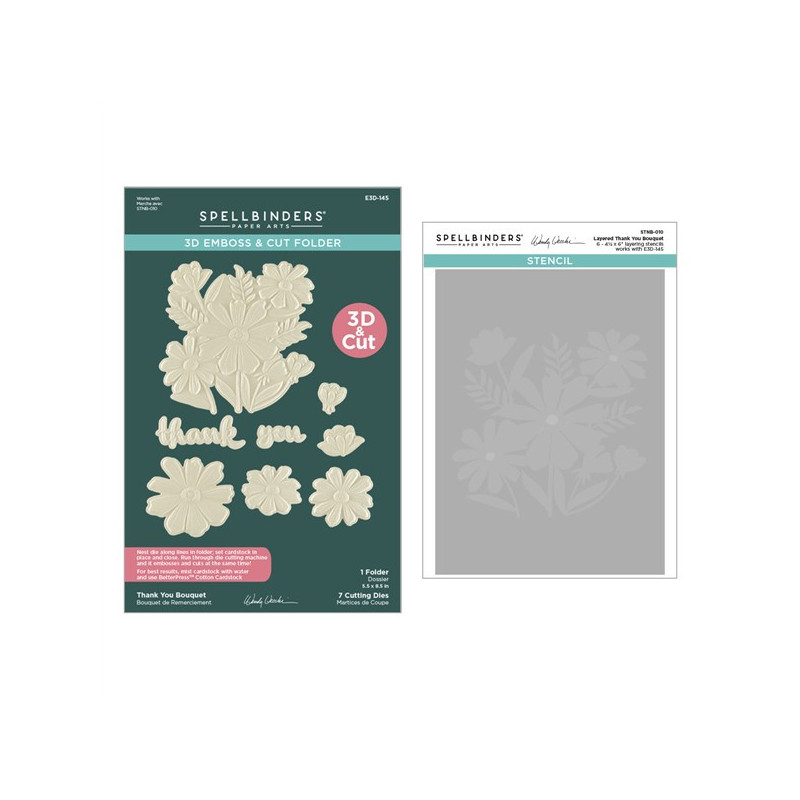 Spellbinders Thank You Bouquet 3D Folder and Stencil Bundle