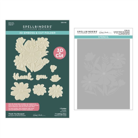 Spellbinders Thank You Bouquet 3D Folder and Stencil Bundle