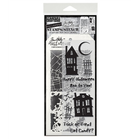 Stampers Anonymous Ghost Town Mixed Media 194 Tim Holtz Clear Stamp and Stencil