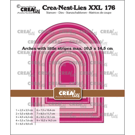 Crealies Crea-Nest-Lies XXL Dies No. 176 Arches with Little Stripes