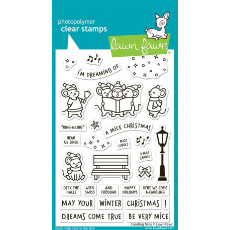 LAWN FAWN Caroling Mice Clear Stamps